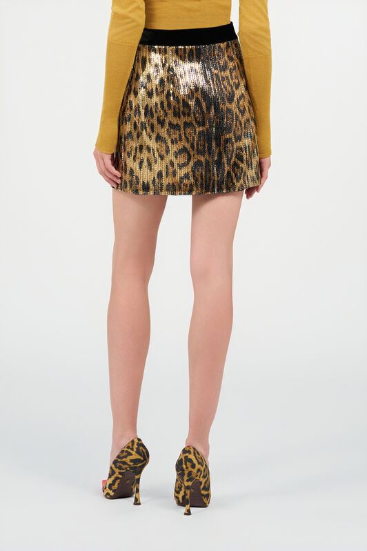 RC Leopard-Print Sequin Mini Skirt RC Leopard-Print Sequin Mini Skirt NATURAL WKT308-VXQ71