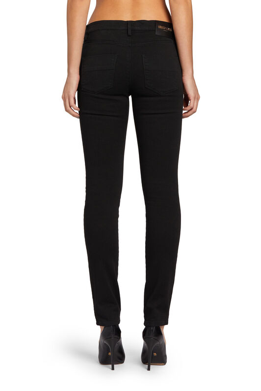 RC Skinny Jeans mit Einsatz in Python-Optik Schwarz MQJ212-DN003