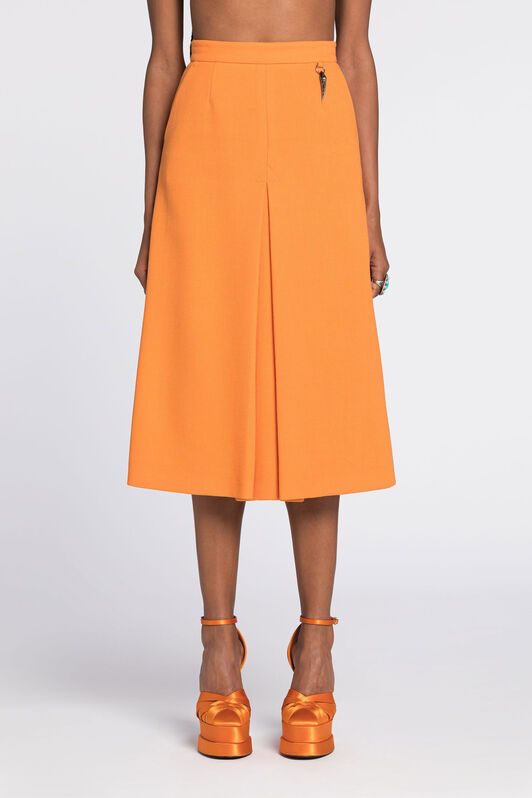 RC Flared wool skirt with fang pendant Orange RKT307-WR013