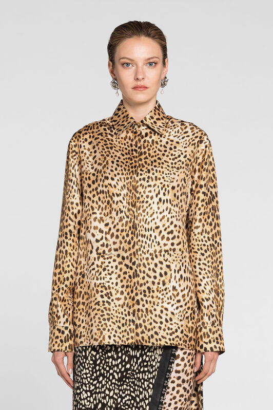 RC Cheetah-Print Silk Shirt RC Cheetah-Print Silk Shirt Light Brown PWT704-4QF34