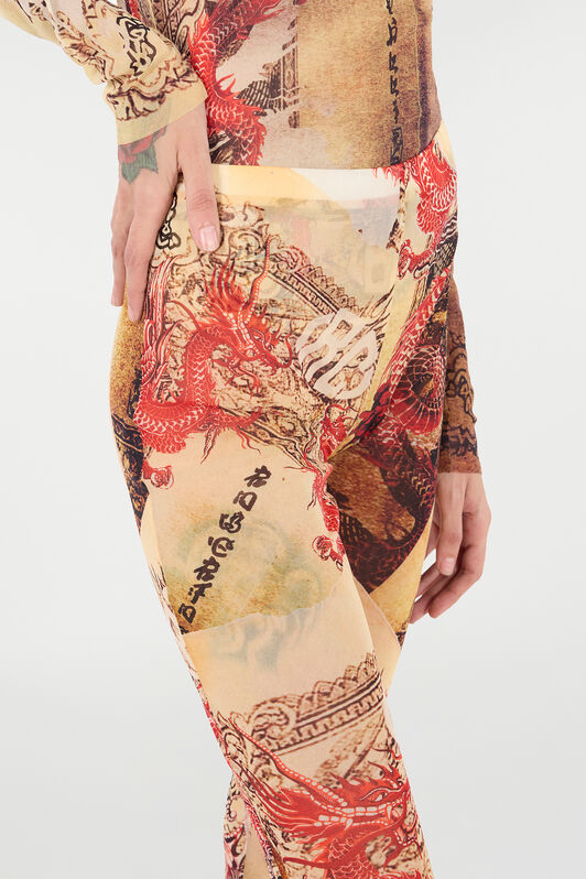 RC Pants with Oriental Print NATURALE/ROSSO VQT21A-TLQ00