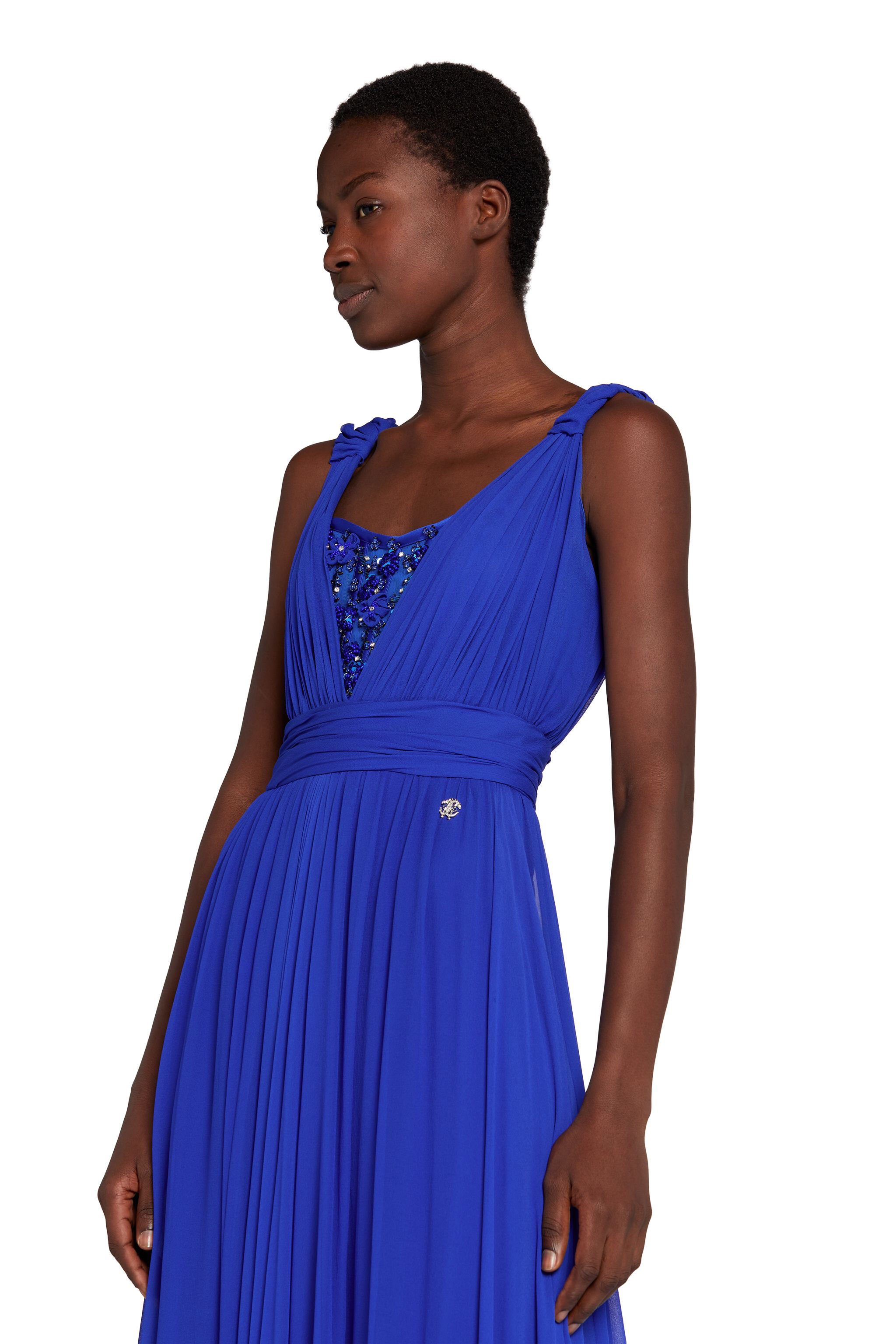 RC Bead-Embellished Silk Maxi Dress Blau KCR105-GG051