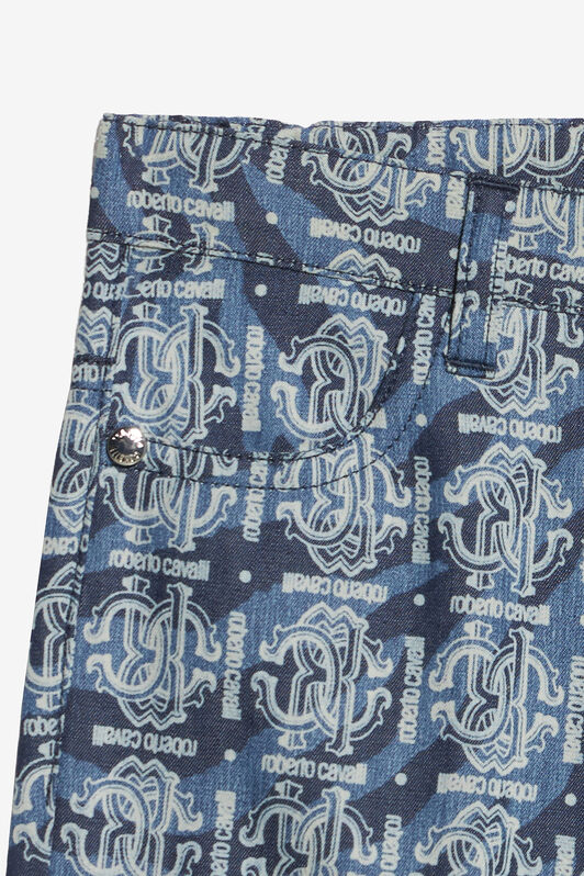 JU Shorts Aus Denim Mit Monogramm RC Blau UJJ209-DYO44