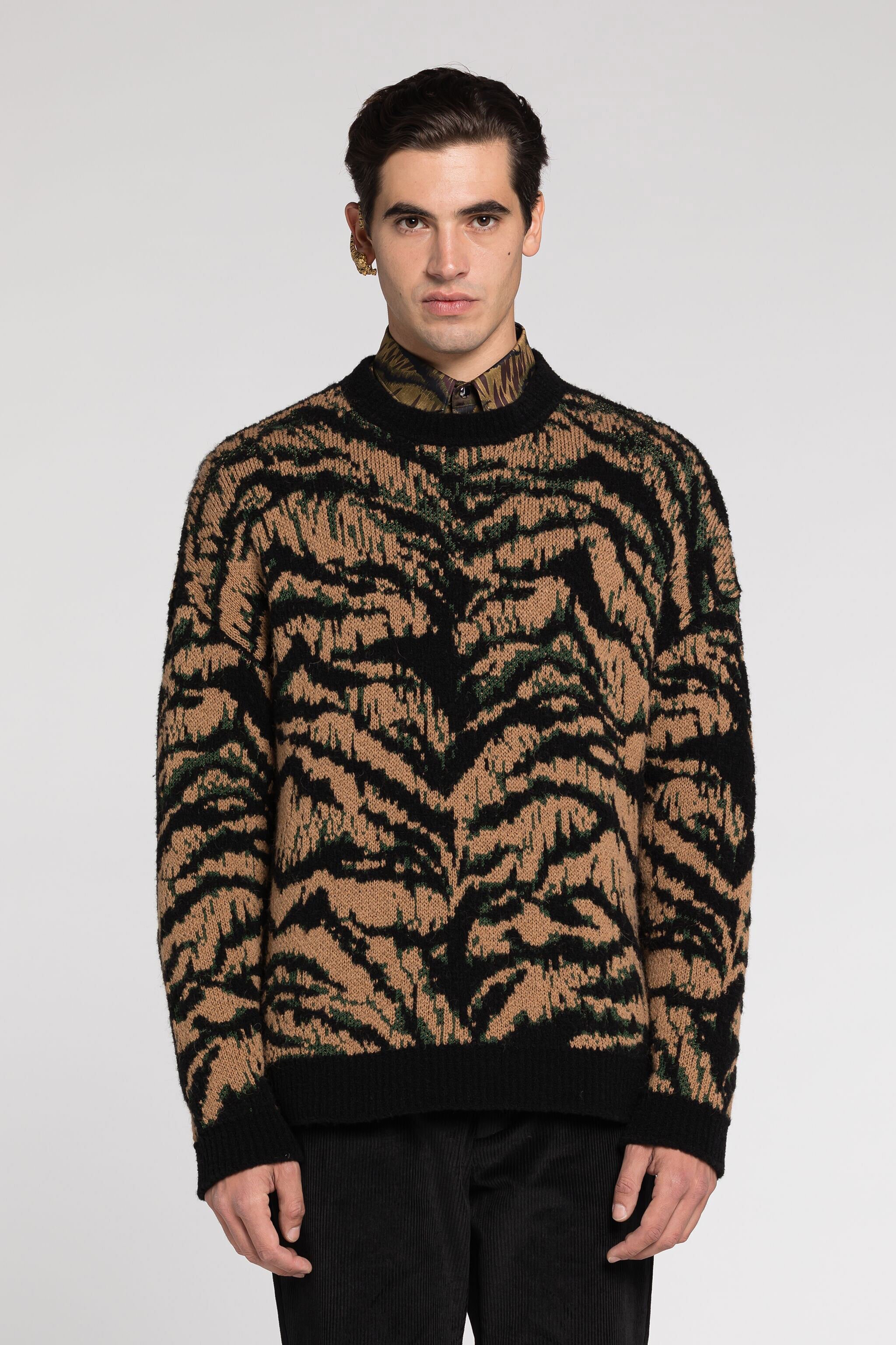 RC Maglione jacquard con motivo Freedom Marrone RRM619-MA006