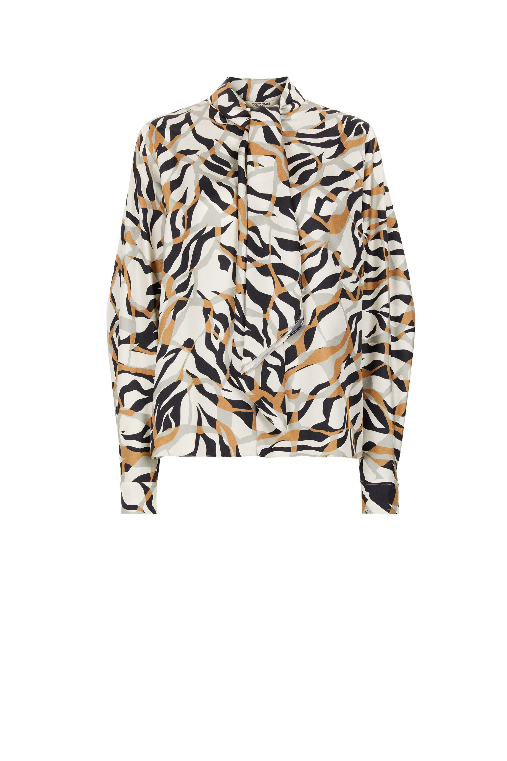 RC Tiger Twiga-Print Silk Top CAMEL/BLACK JQT707-2NQ98