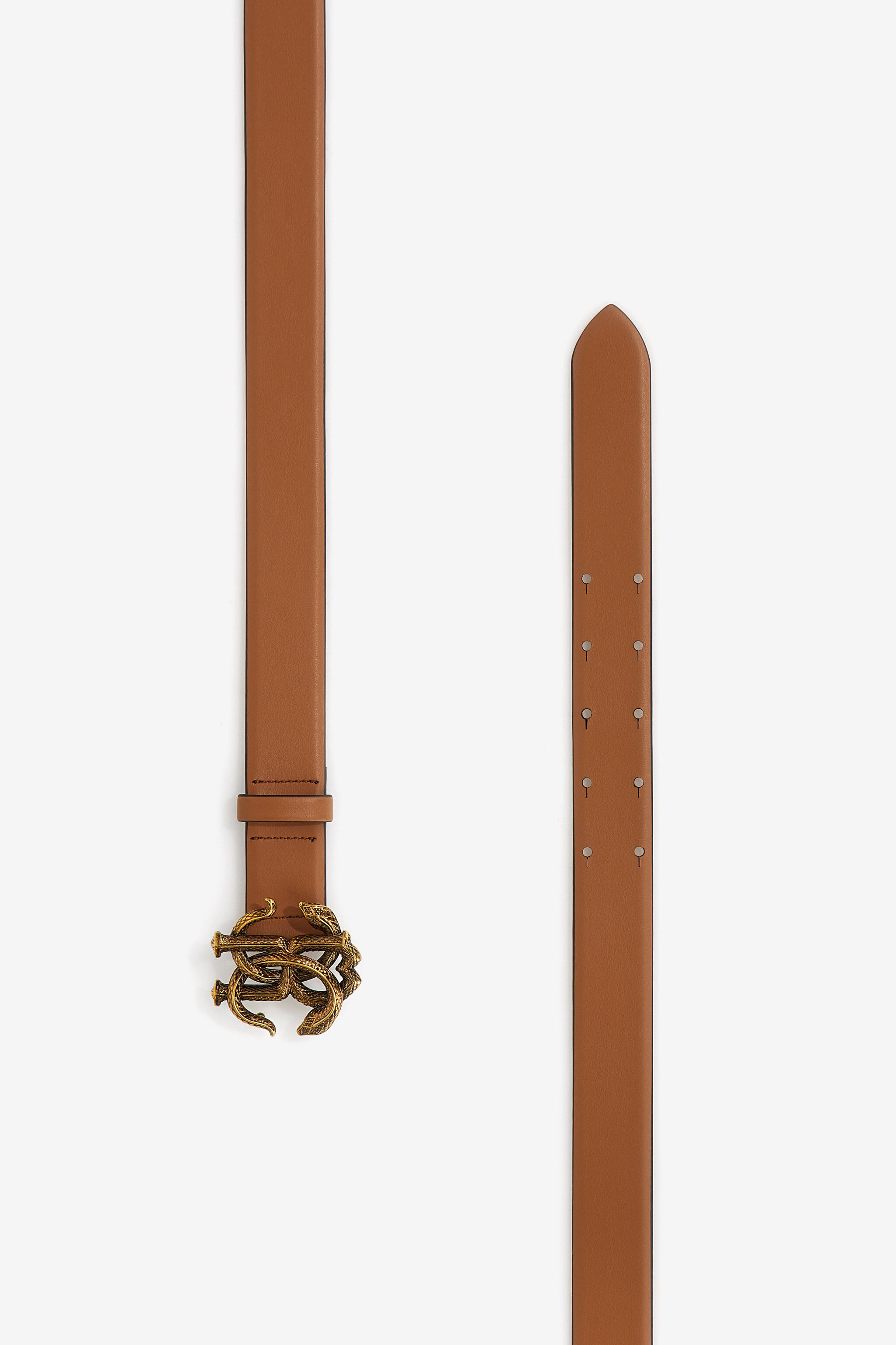 RC Leather belt with Monogram Mirror Snake Braun SKC008-PZC18