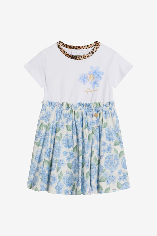 JU Baumwollkleid Mit Plumago-Print WHITE/BLUE WJT10B-JD001