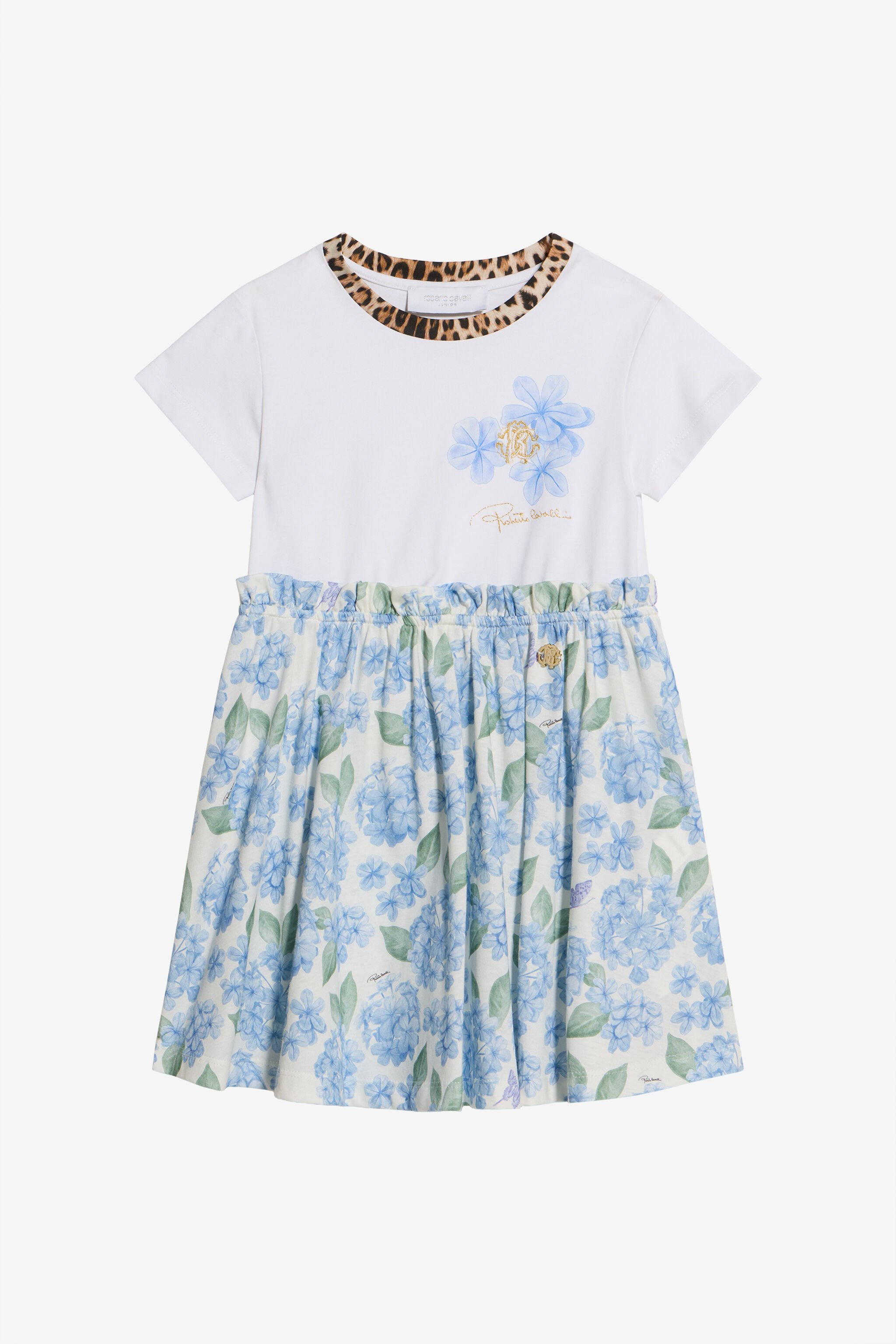 JU Baumwollkleid Mit Plumago-Print WHITE/BLUE WJT10B-JD001