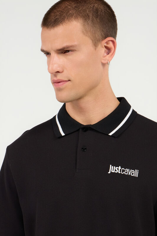 JC Polo Shirt With Contrasting Collar And Lettering BLACK UFT026-UF046