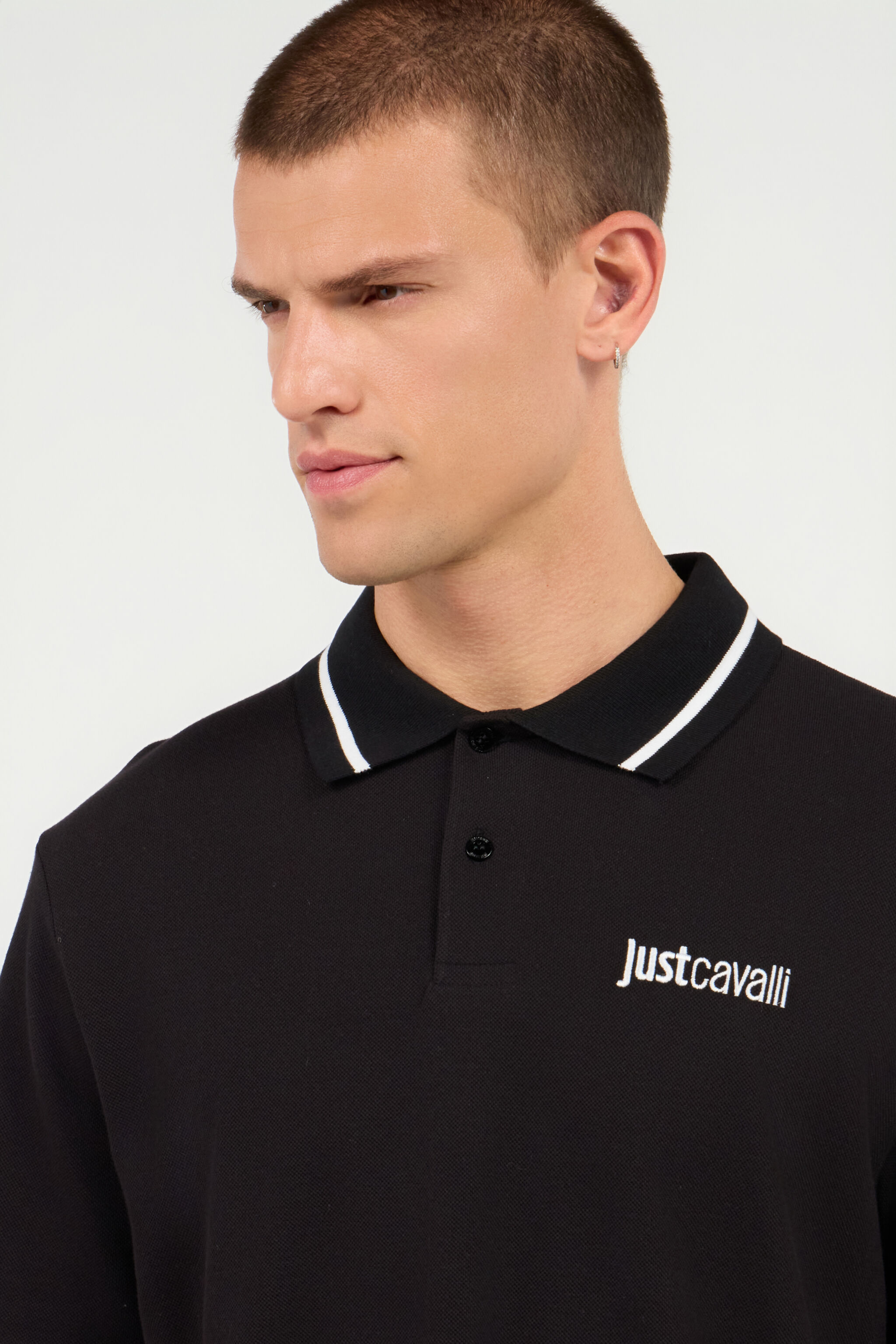 JC Polo Shirt With Contrasting Collar And Lettering BLACK UFT026-UF046