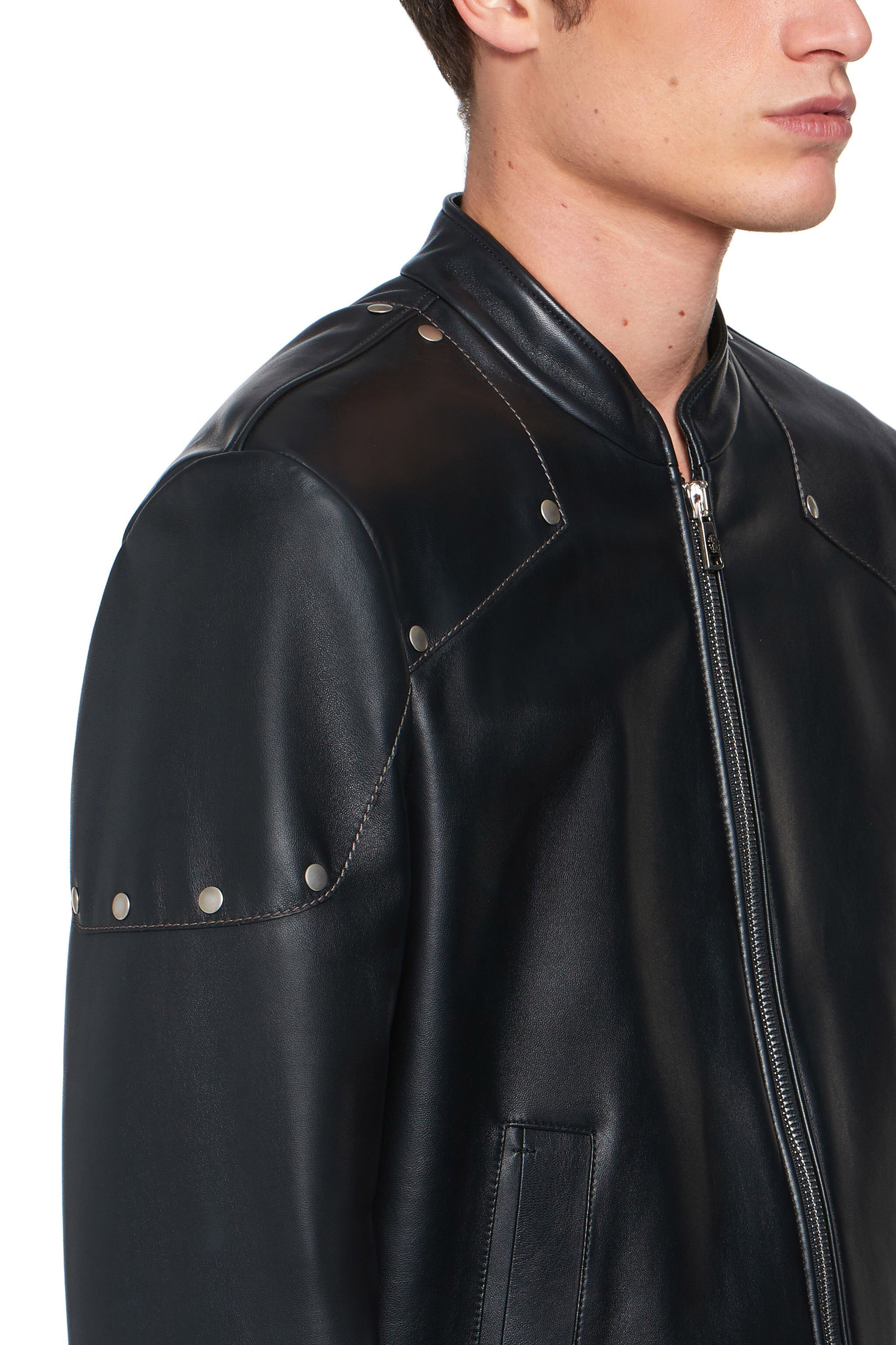 RC Schwarze Lederjacke mit Nieten BLACK INP810-PN190