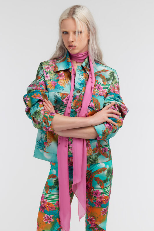 RC Hawaii print denim jacket Hellblau SKJ409-DAI84