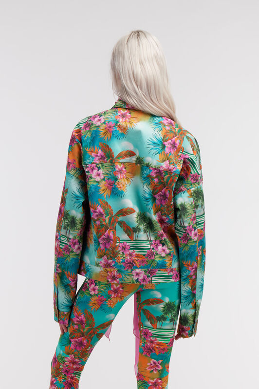 RC Hawaii print denim jacket Hellblau SKJ409-DAI84