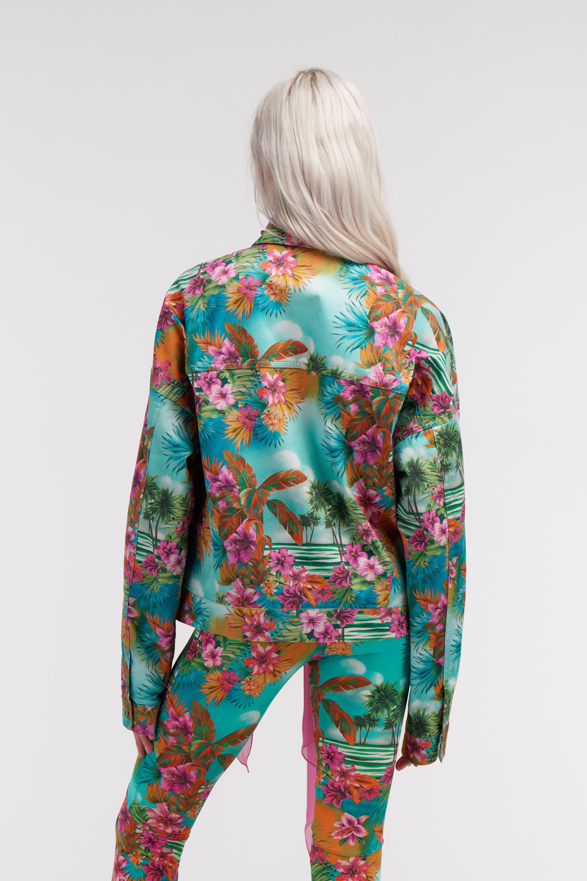 RC Hawaii print denim jacket Hellblau SKJ409-DAI84