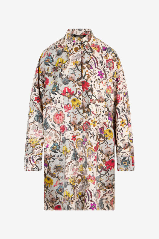 RC Seiden-Hemdblusenkleid mit Florentine Flowers Print BEIGE WQT160-OZR29
