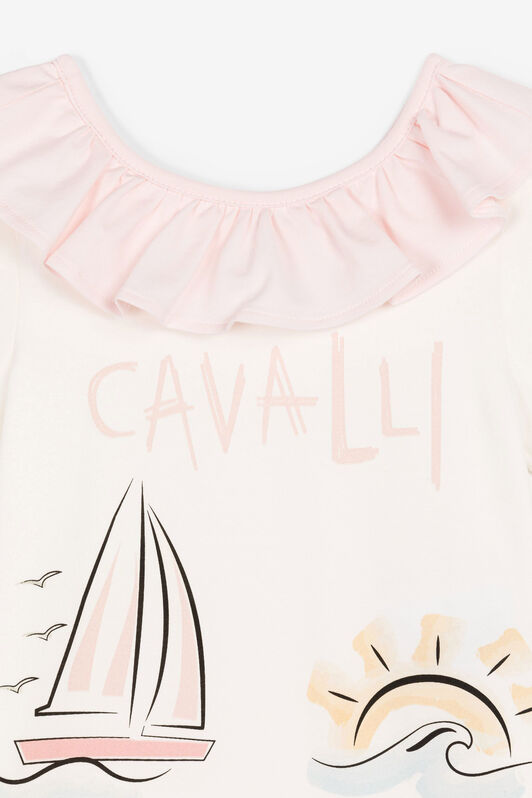 JU Seascape-Print Logo Dress MILKY WHITE OJT144-ISA2J