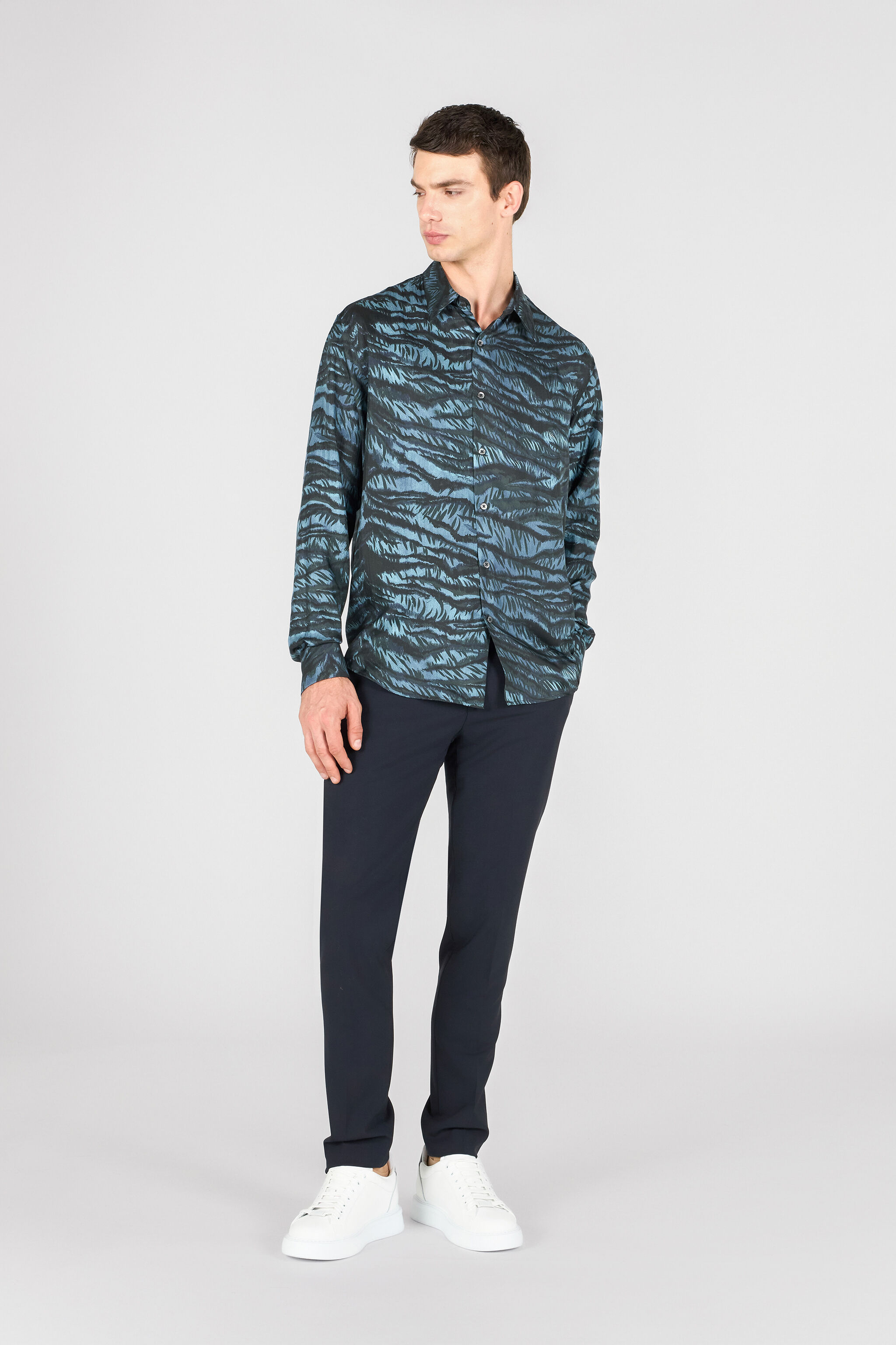 RC Tiger Skin print shirt BLUE OOT70A-2NO65