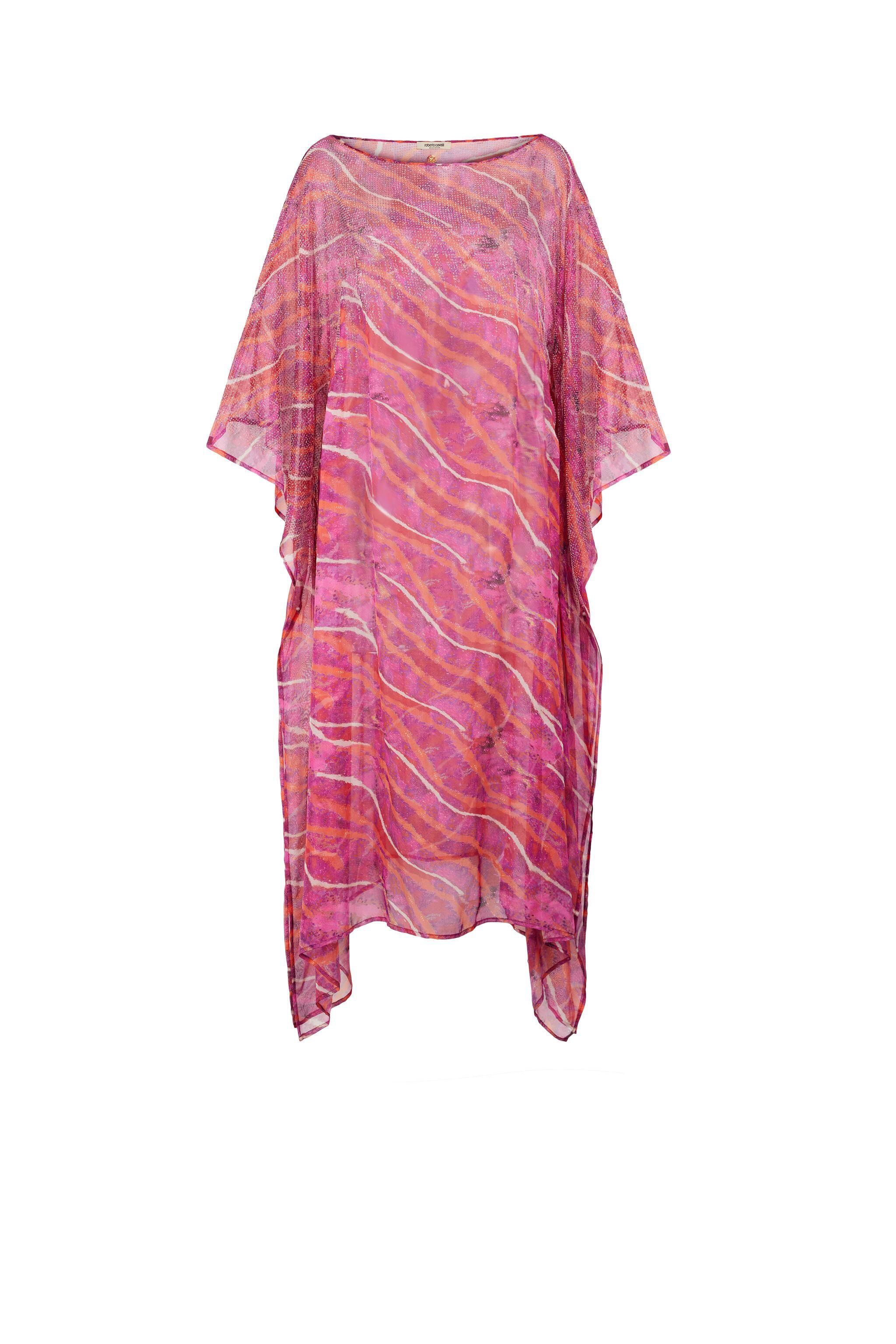 UG Abstract-Print Silk Kaftan FUXIA/ARANCIO KYW14K-XTT92