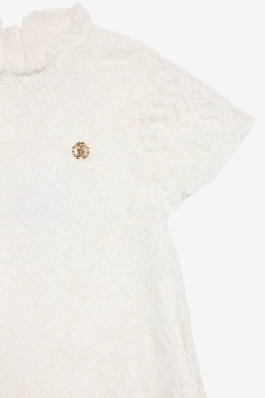 JU Kleid Mit St.Galler Muster Weiß UJT10S-RP001