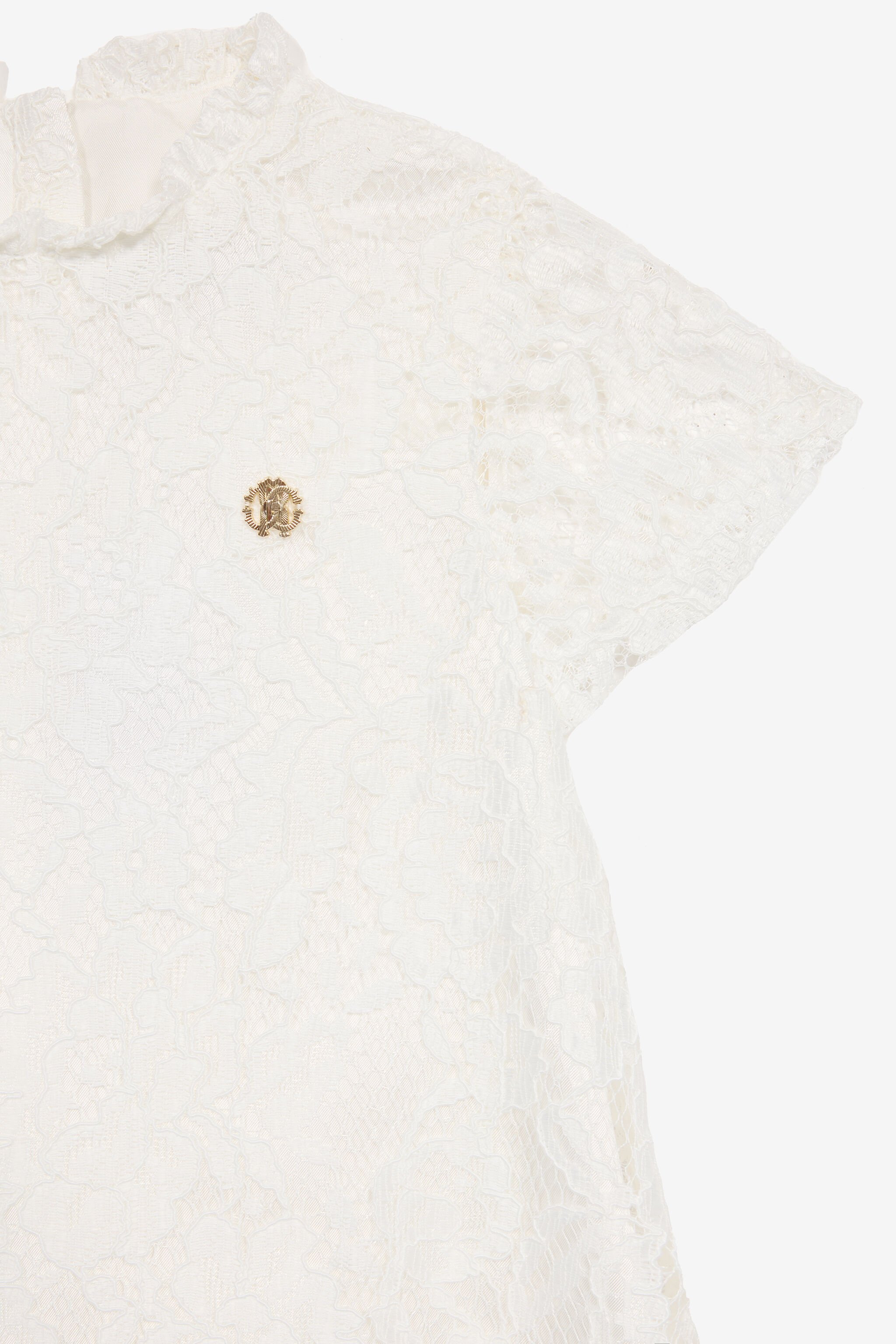 JU Kleid Mit St.Galler Muster Weiß UJT10S-RP001