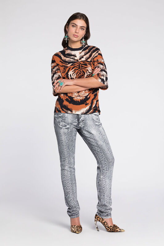 RC Tiger-Print Cotton T-Shirt Orange RKT62B-3PH20