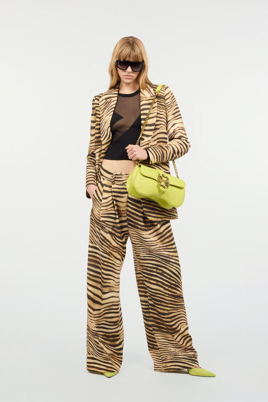 JC Flowing Pants With Tiger Skin Print Light Brown UFT088-UF127
