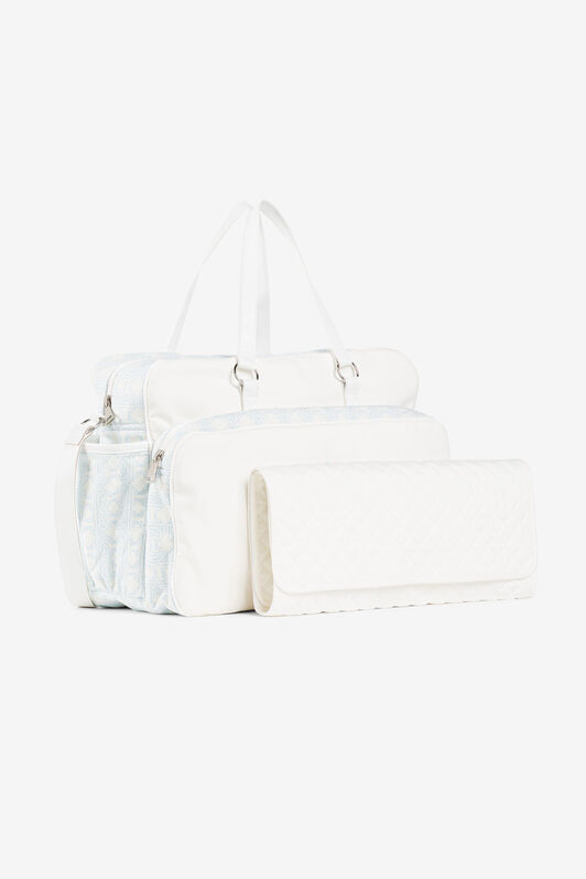JU Monogram logo-print changing bag JU Monogram logo-print changing bag BABY BLUE/MILK WHITE PJB005-CSE21