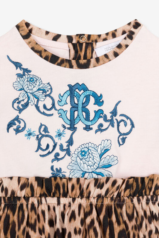 JU Abito con Monogram RC e stampa Leopard Marrone chiaro RJT101-JD001