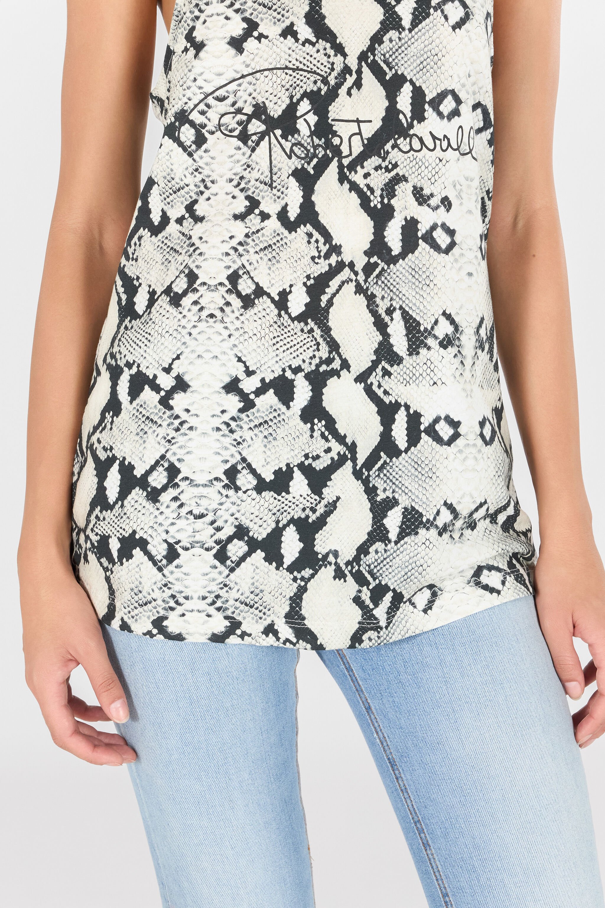 RC Racerback tank top with python-effect print White OOT60F-JFO61