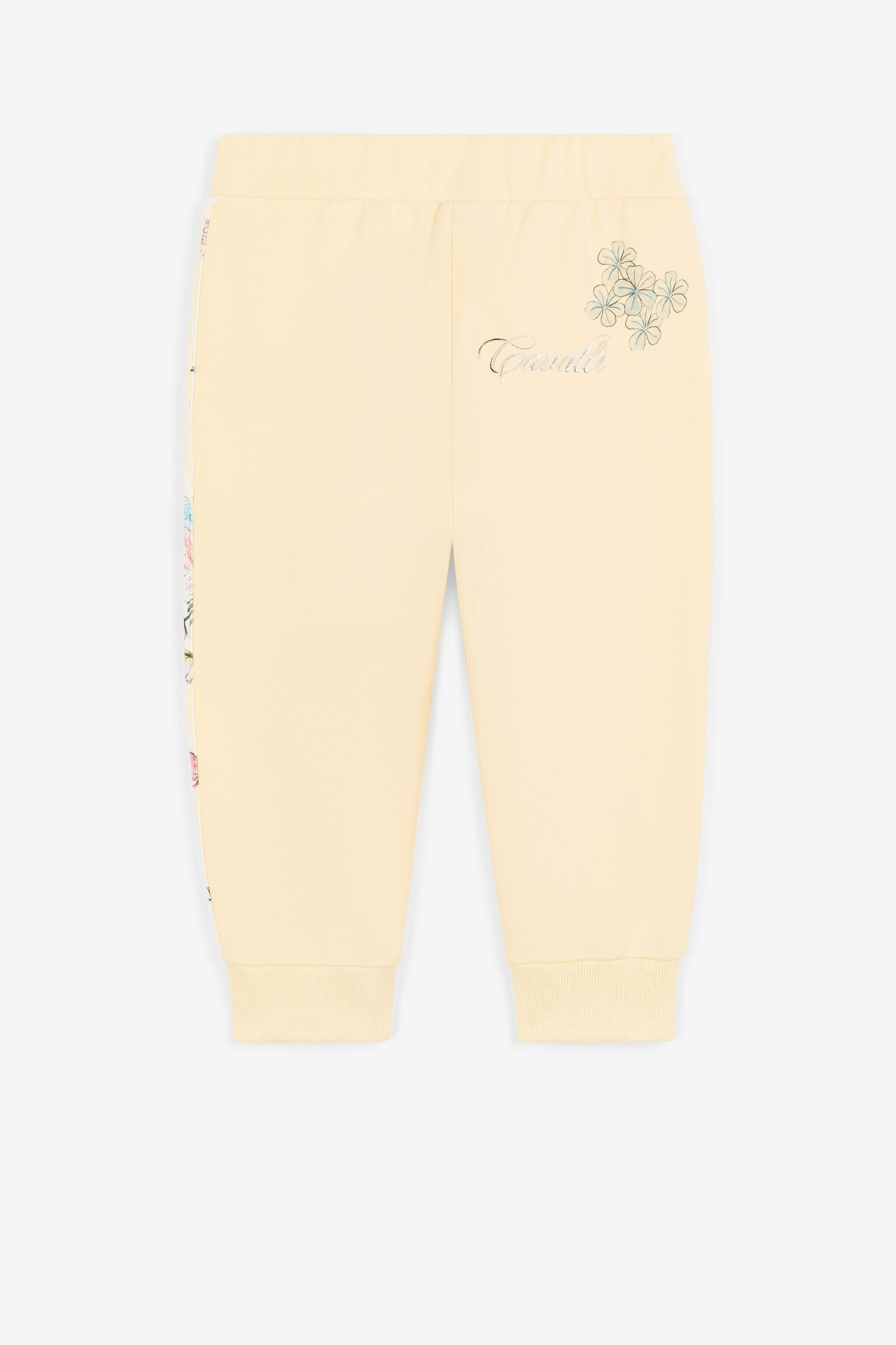 JU Jaguar And Flower-Print Cotton Sweatpants Yellow QJT218-CF050