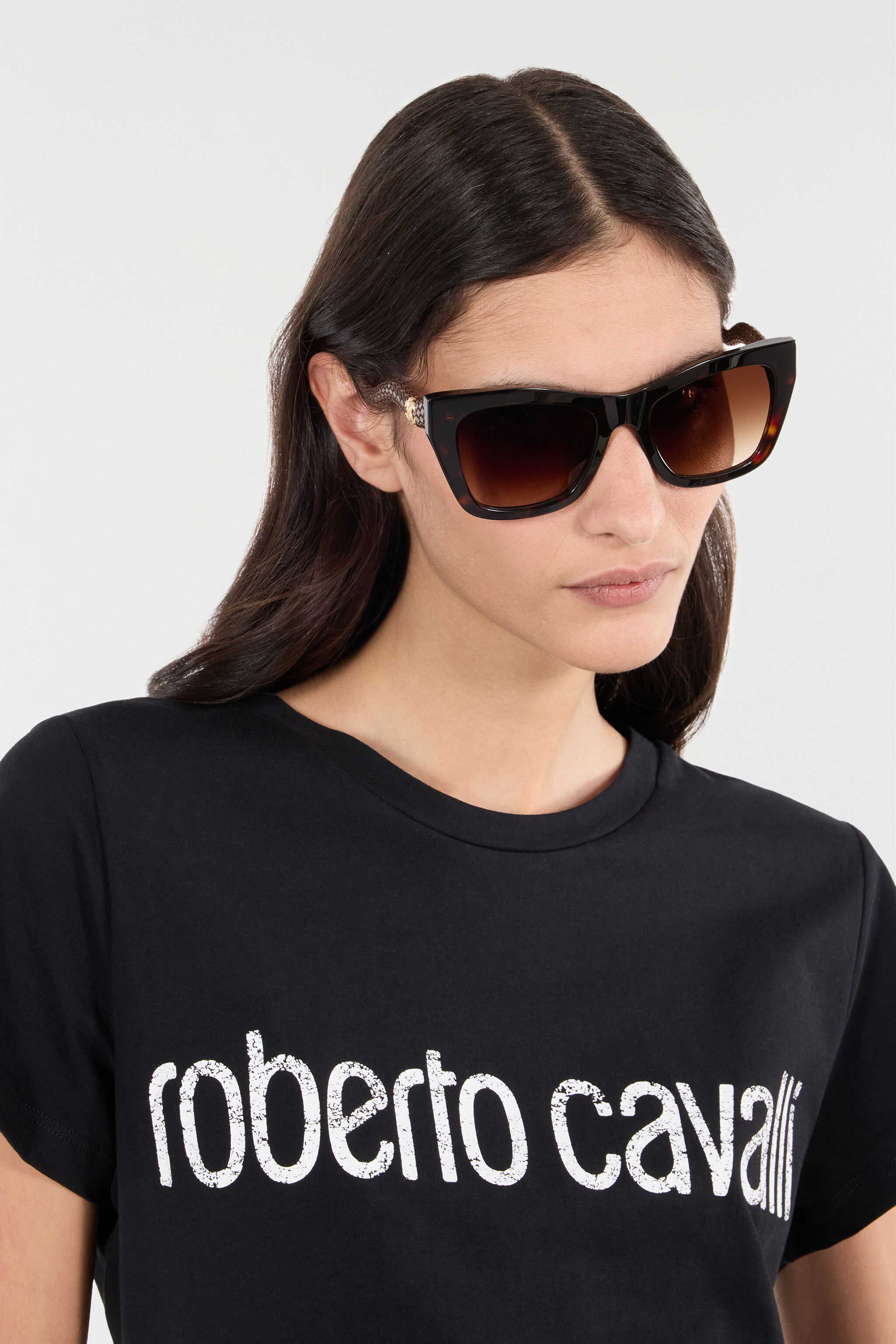 RC Geometrische Sonnenbrille mit Bügeln im Skaleneffekt SHINY BROWN/YELLOW H UALD13-ID208
