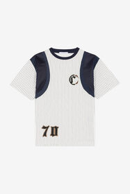 ${brand} Gestreiftes T-Shirt mit Logo-Applikation ${colorDescription} ${masterID}