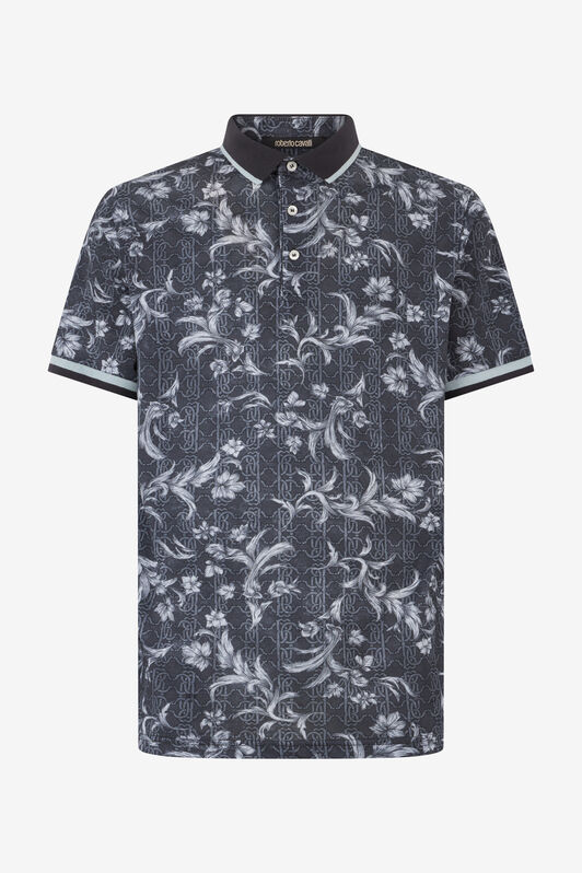 RC Polo Shirt With Floral Print Black OOT64A-XKO64