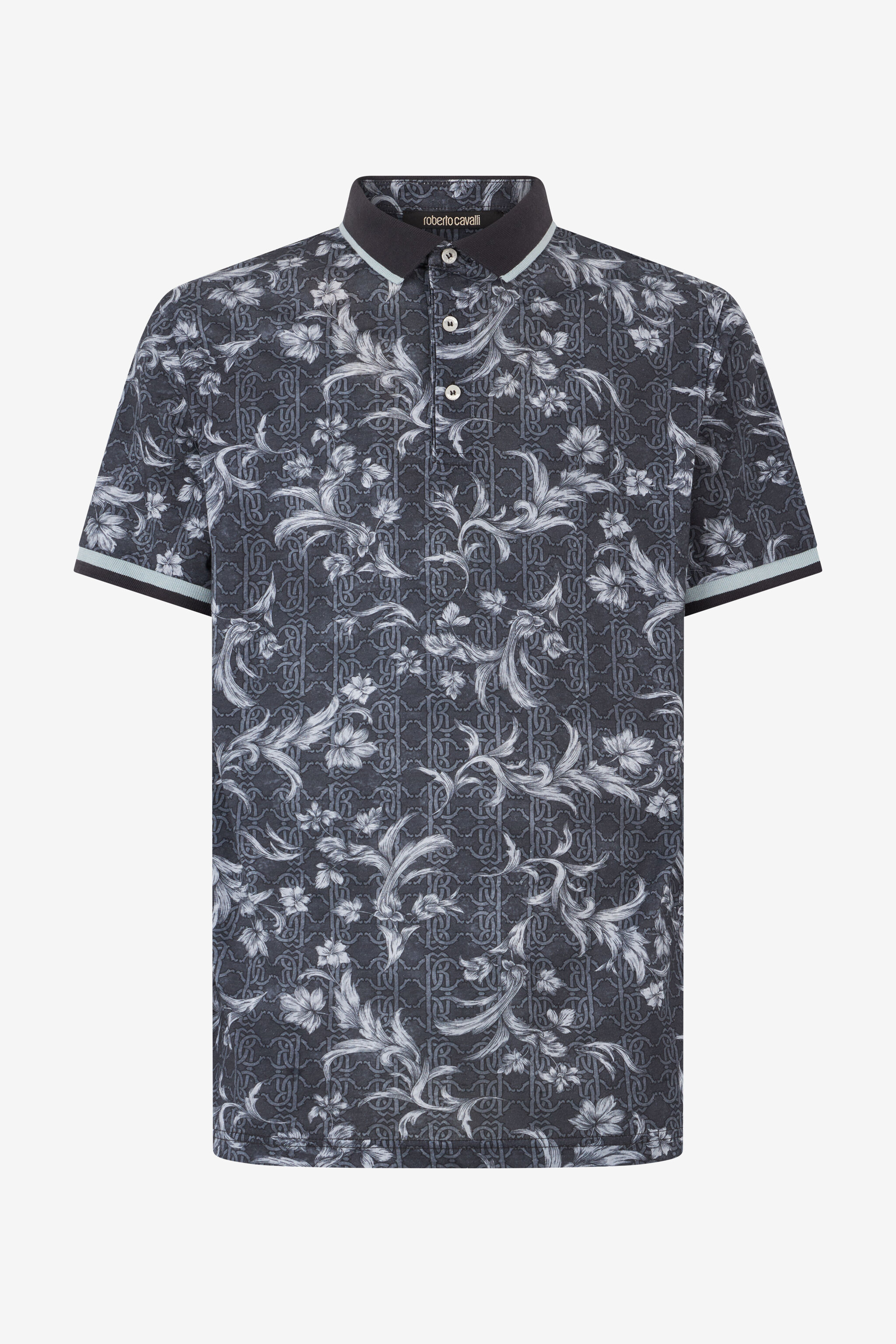 RC Polo Shirt With Floral Print Black OOT64A-XKO64