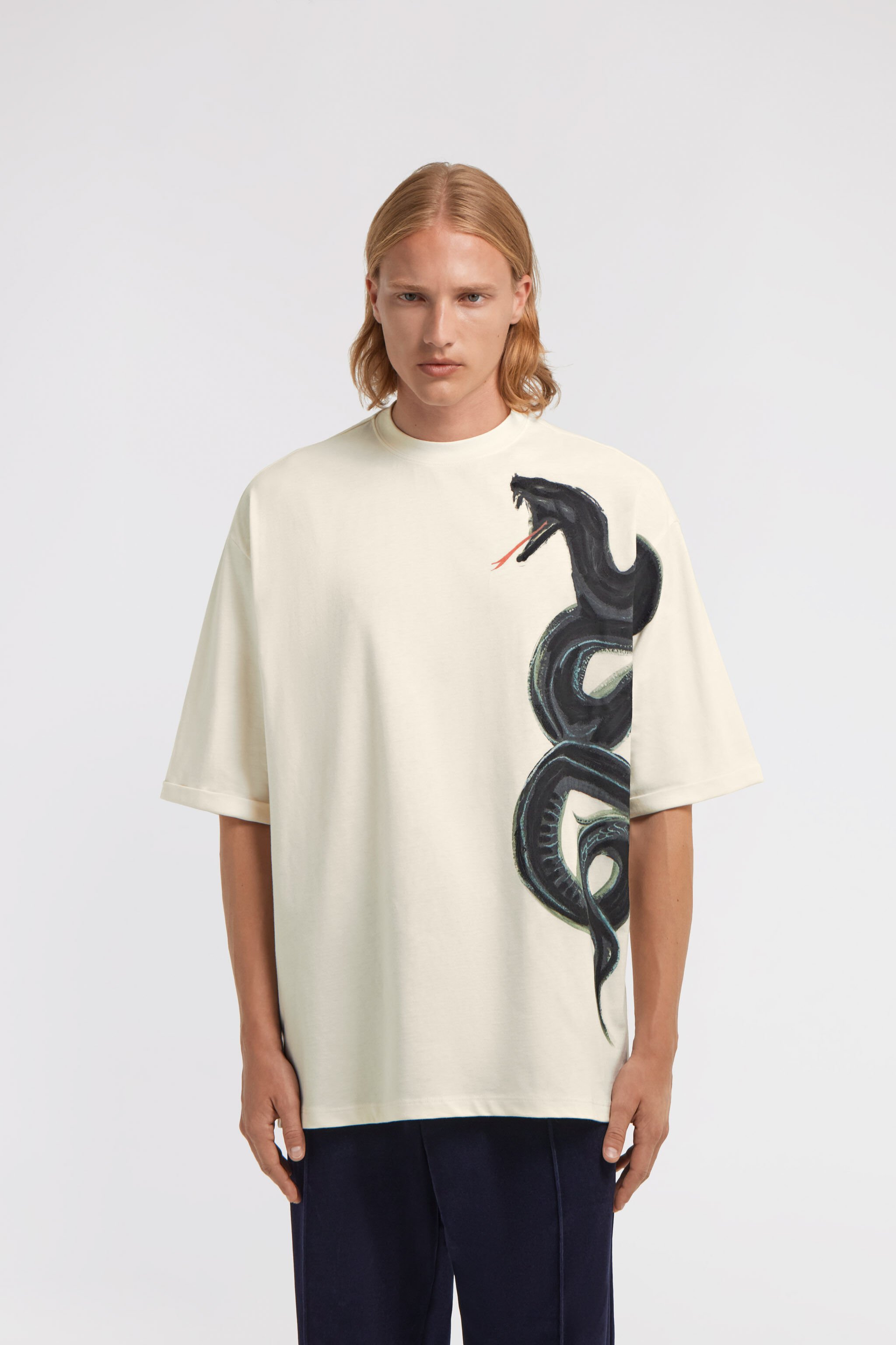 RC T-shirt with Snake Elfenbein TRT62I-JD060