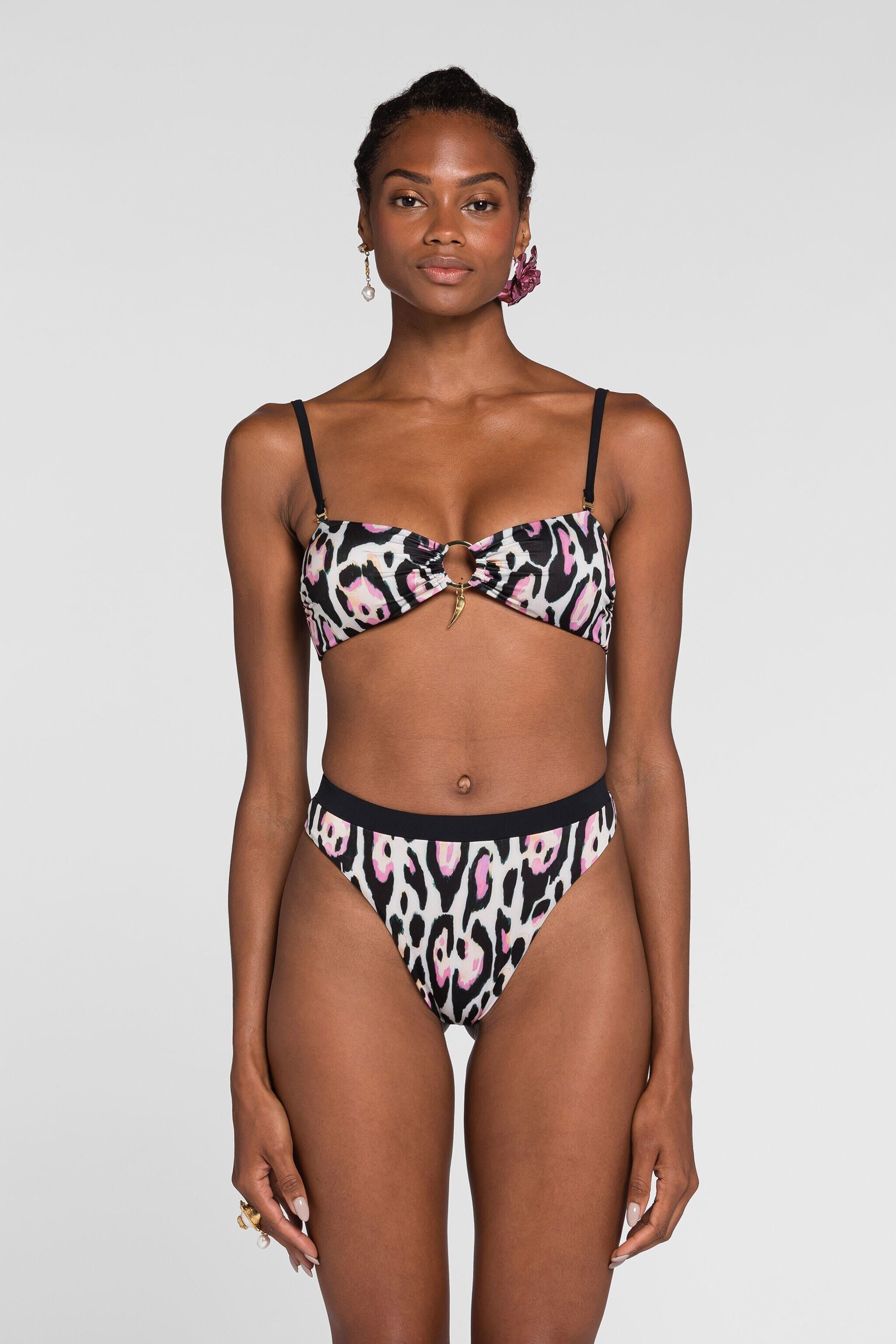 RC Top bikini con stampa Jaguar ROSA QKW00J-LNF54