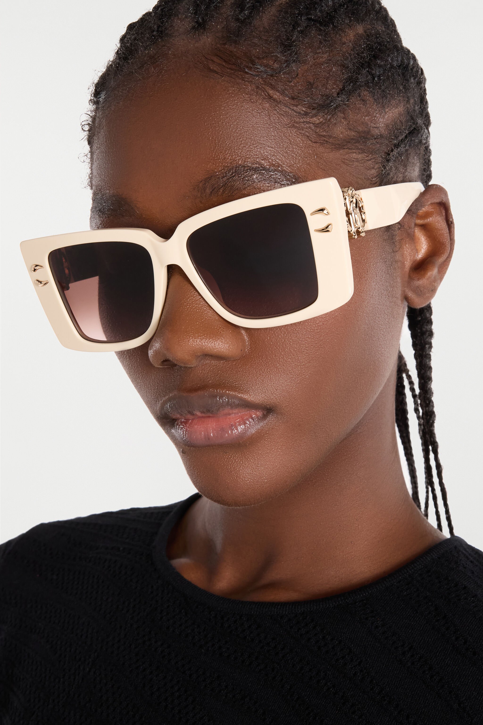 RC Sunglasses with wide rectangular front and fangs Light Brown ALD023-ID180