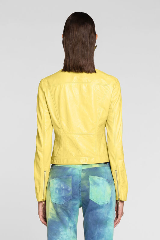 RC Zipped leather biker jacket Yellow QKP804-PN022