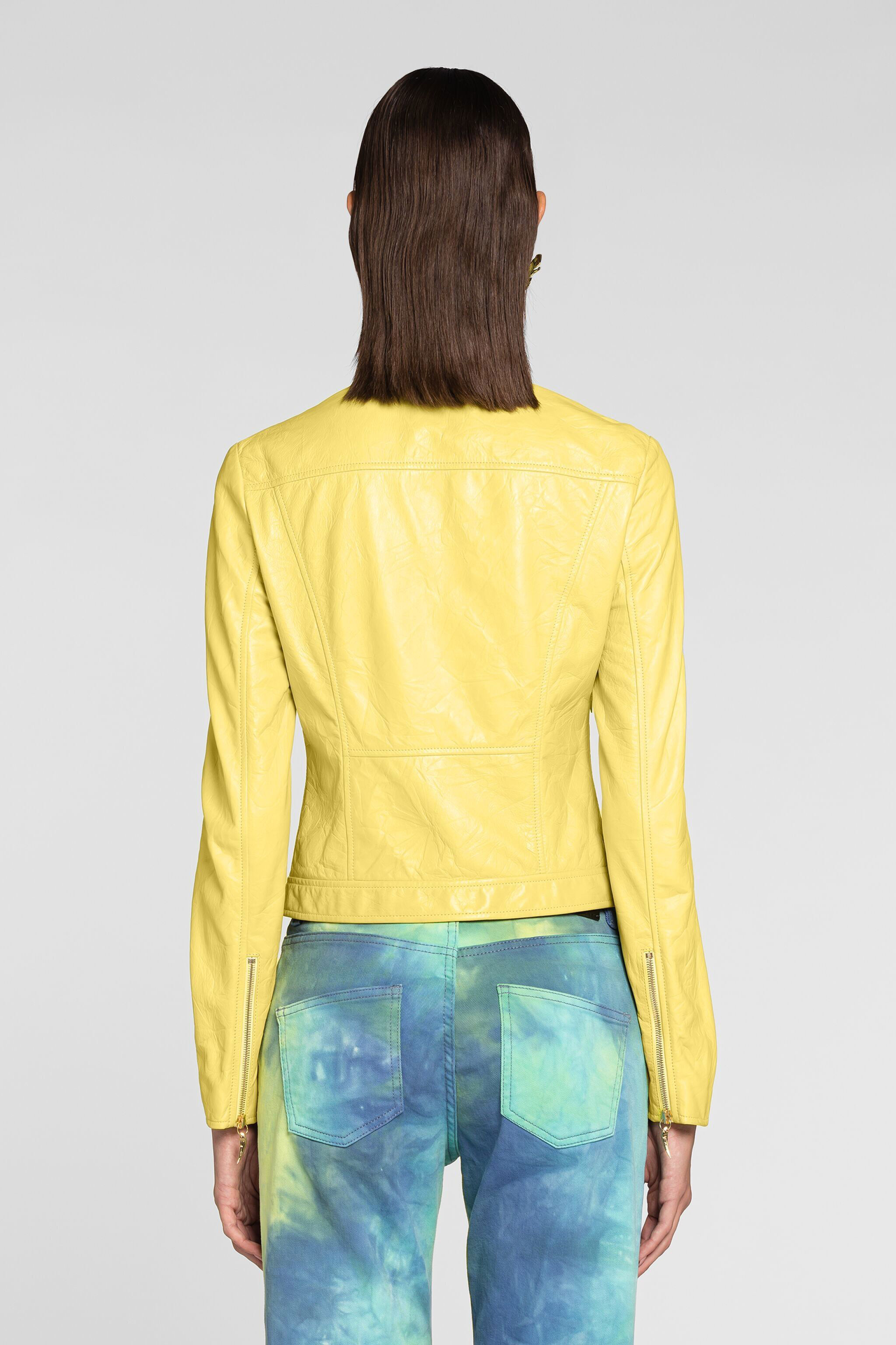 RC Zipped leather biker jacket Yellow QKP804-PN022