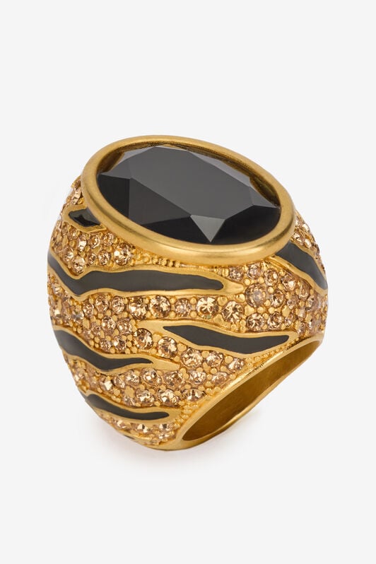 RC Cocktail Ring With Crystals And Tiger Skin Pattern RC Cocktail Ring With Crystals And Tiger Skin Pattern Gold VKG030-AM011
