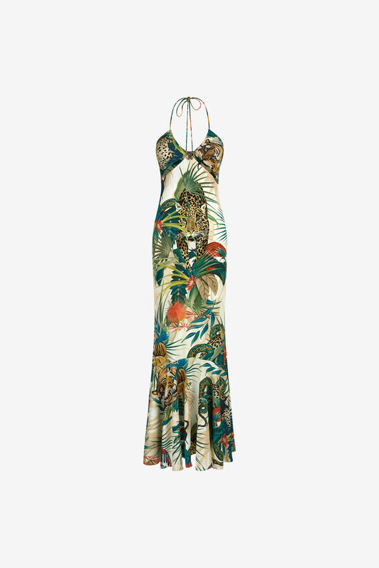 RC Maxikleid Mit Jungle-Print Neckholder Grün SKT125-JRI88
