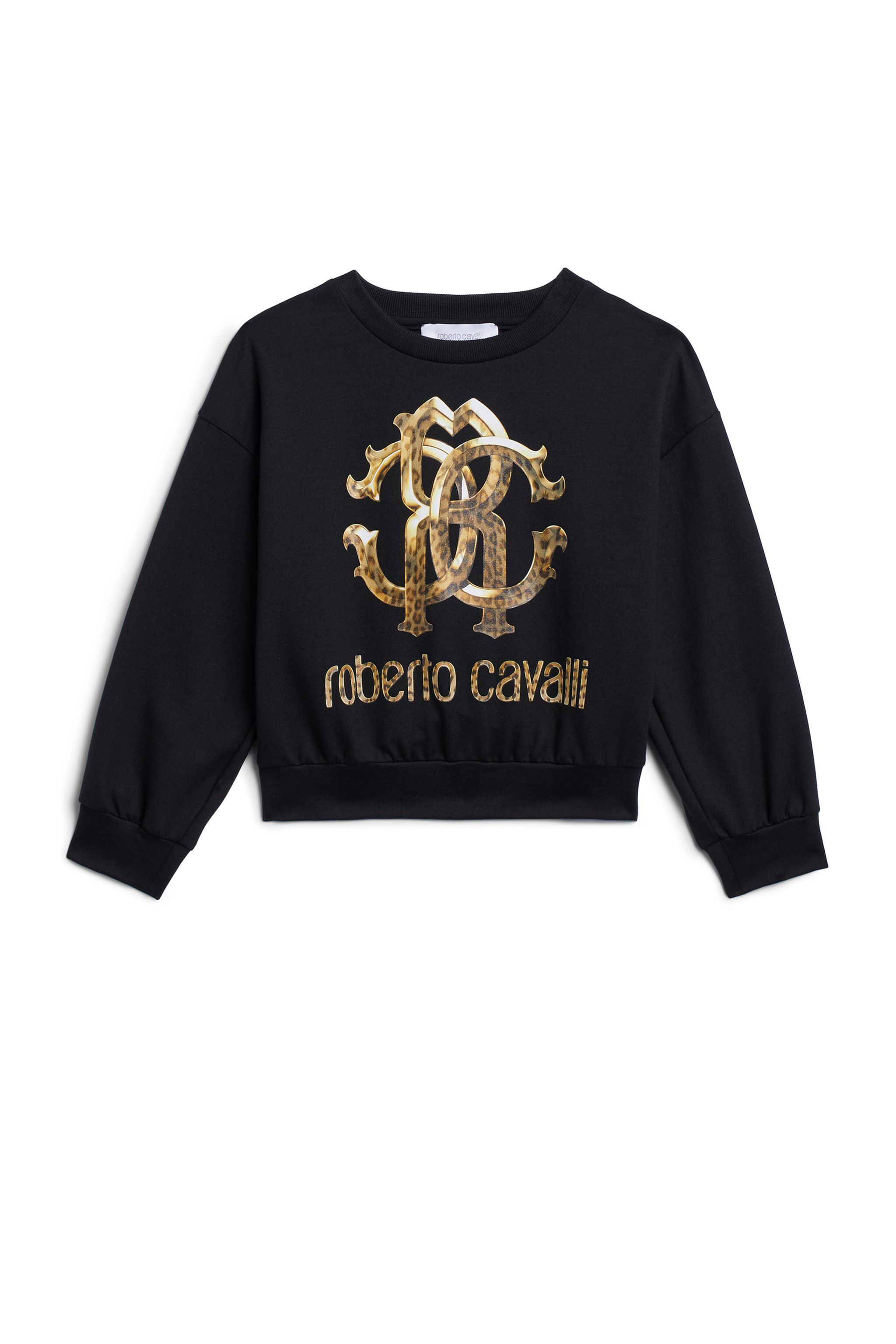 JU Sweat à imprimé logo motif léopard BLACK IJT904-CF042