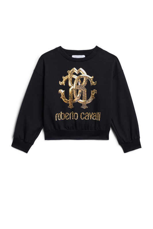 JU Sweat à imprimé logo motif léopard JU Sweat à imprimé logo motif léopard BLACK IJT904-CF042