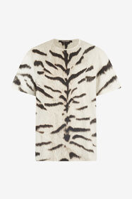${brand} Woman Oversized T-Shirt With White Tigresse OGAT X Roberto Cavalli Print ${colorDescription} ${masterID}