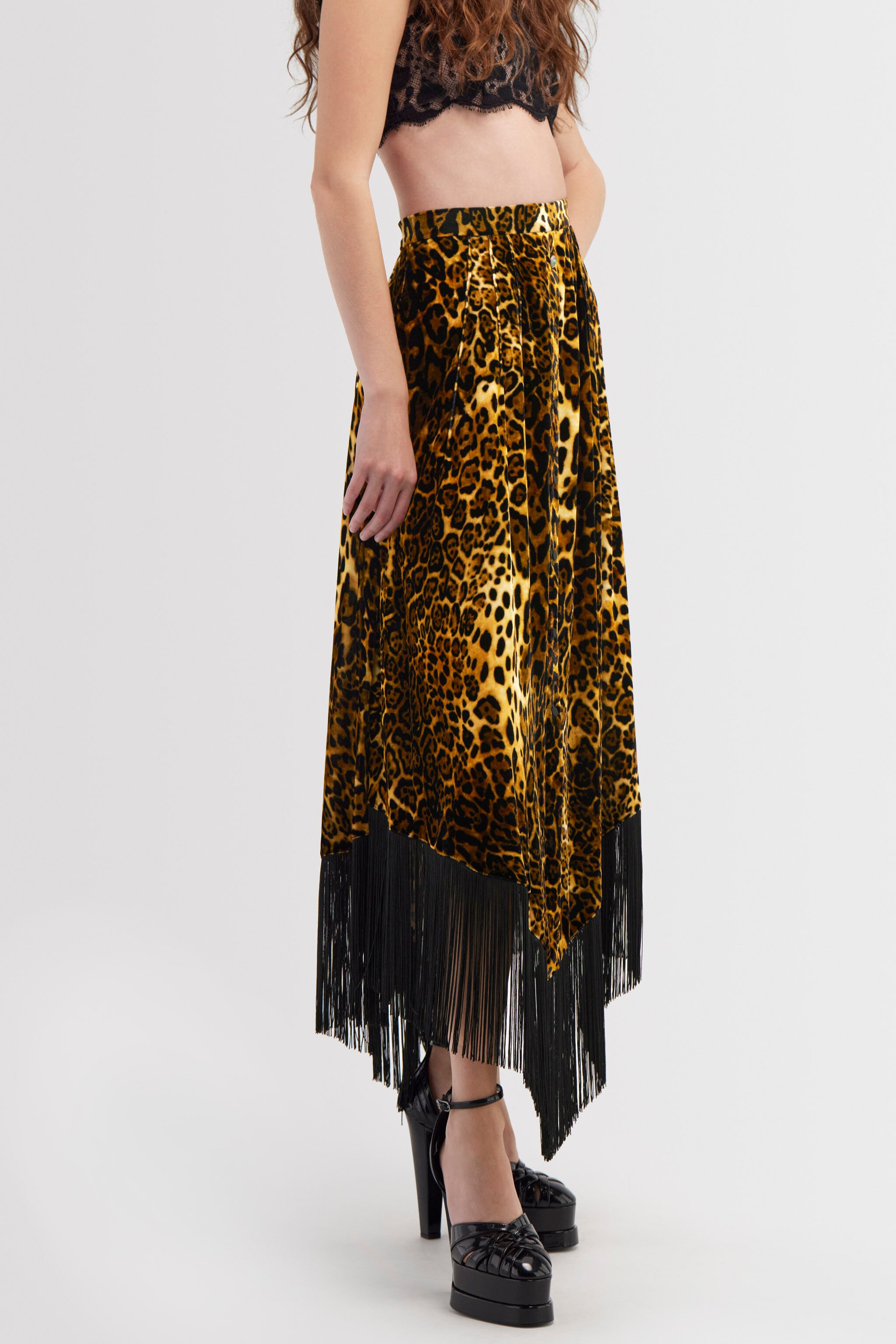 RC Long skirt with fringe Dunkelbraun RKT305-FY058