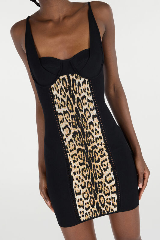 RC Mini Dress with Jaguar Skin Pattern Brown VKM104-MI009
