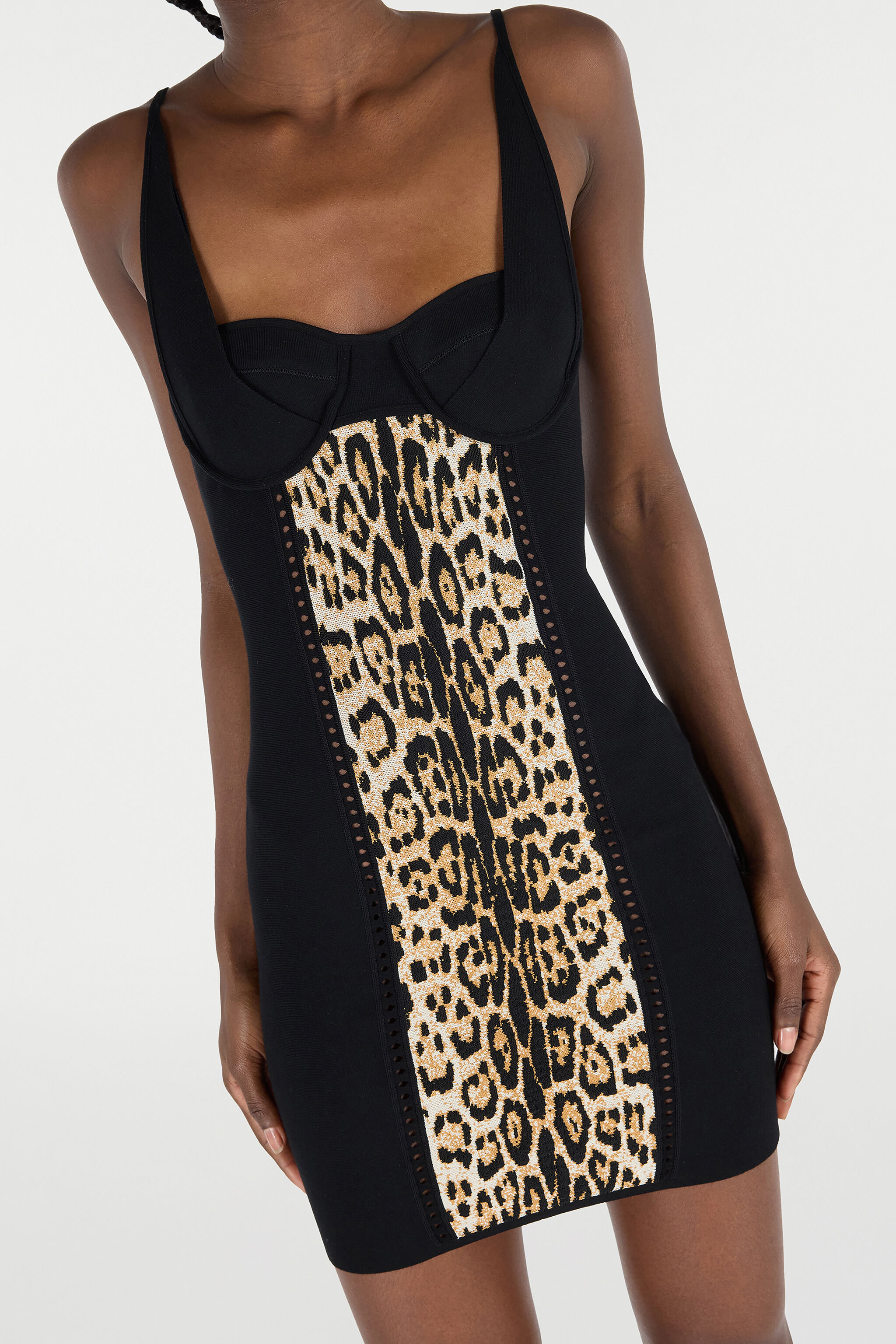 RC Mini Dress with Jaguar Skin Pattern Brown VKM104-MI009