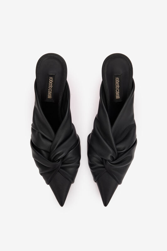 RC Leather Mules With Knotted Detail Black UKS009-PN003