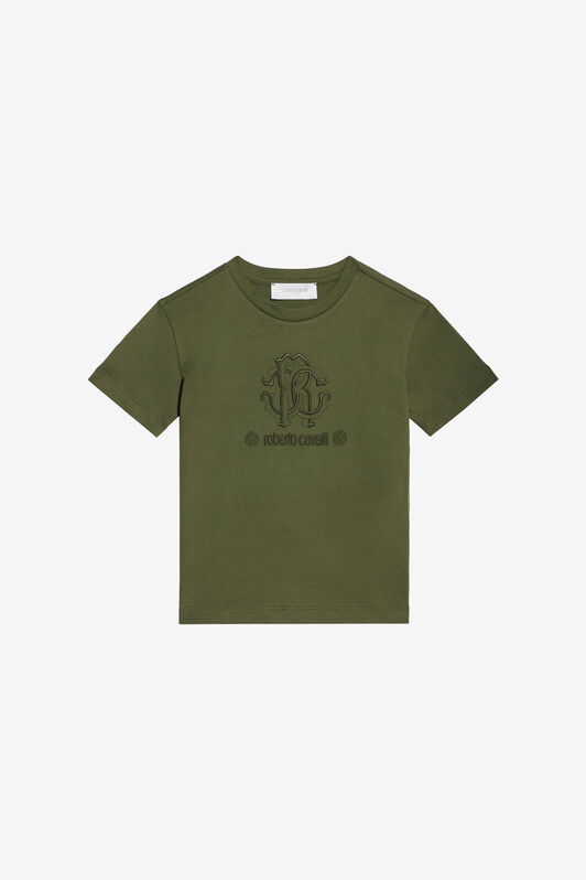 JU T-Shirt With RC Monogram And Logo Green UJT60M-JD001