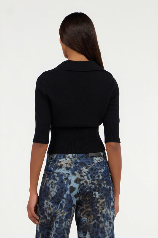 RC Black Sweater with Collar and Monogram Mirror Snake RC Black Sweater with Collar and Monogram Mirror Snake NERO VKM614-MQ013